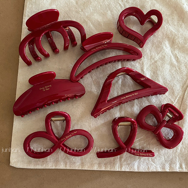 Hair Clip Claw Large - French Red Collection! Large Grip Letters