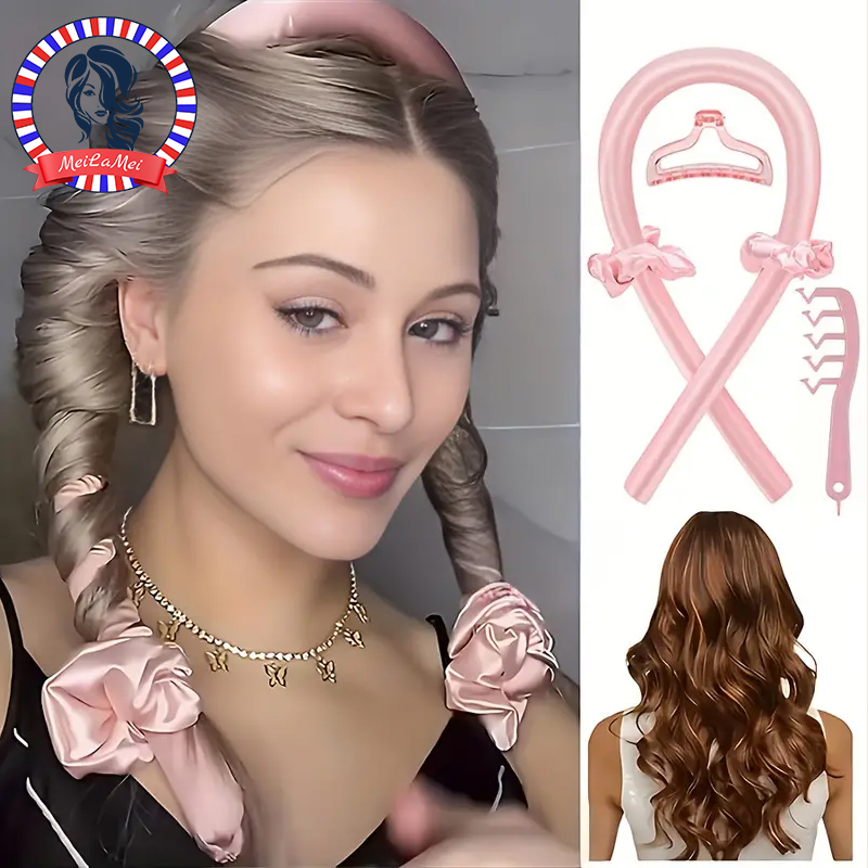 Detangling Wide Comb - 5pcs Styling Set 4-in-1 Heatless Curling