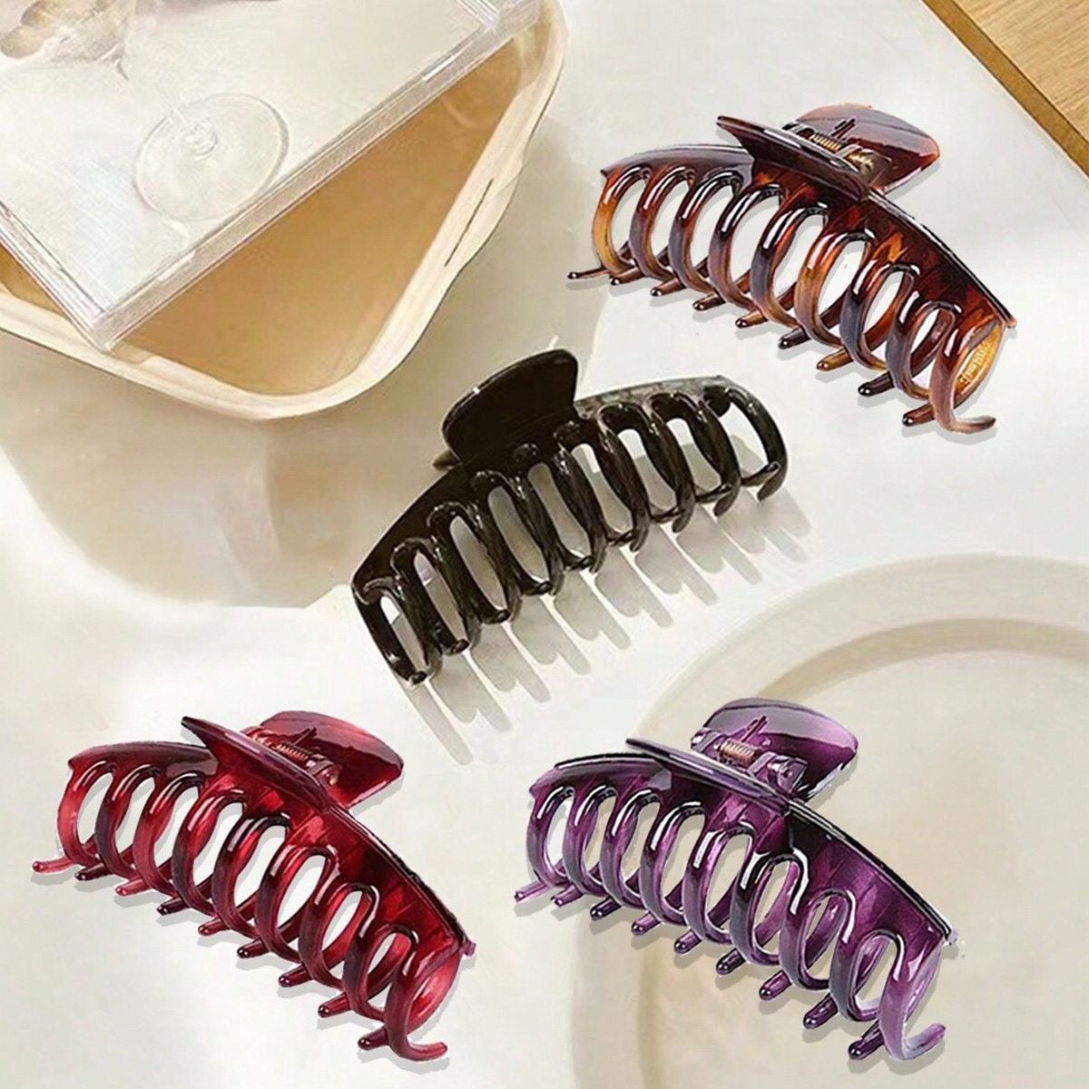 4PCS women's multi-color resin - огляд і ціна Hair Clip Claw Large