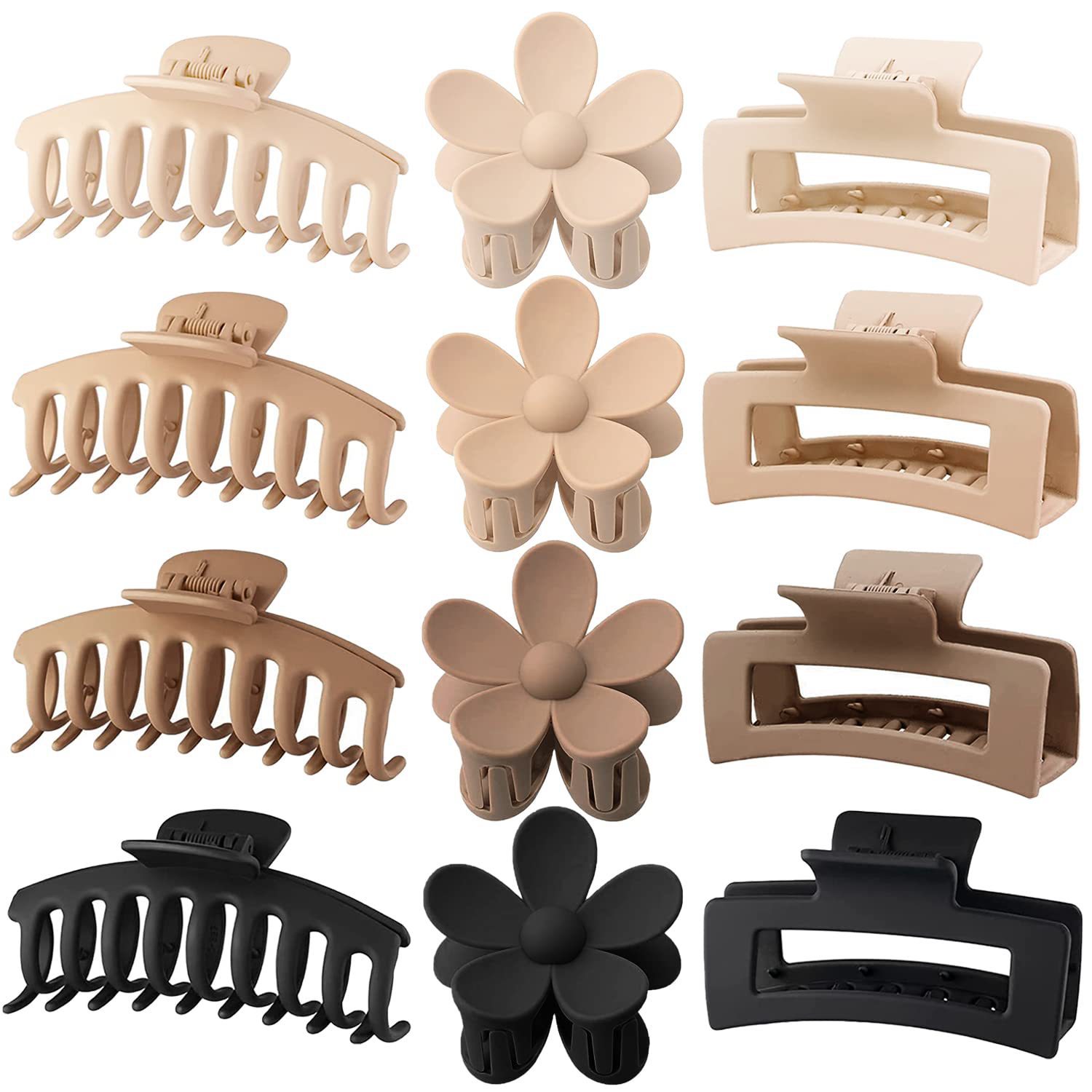 12Pcs Neutral Tone Plastic Hai - огляд і ціна Hair Clip Claw Large