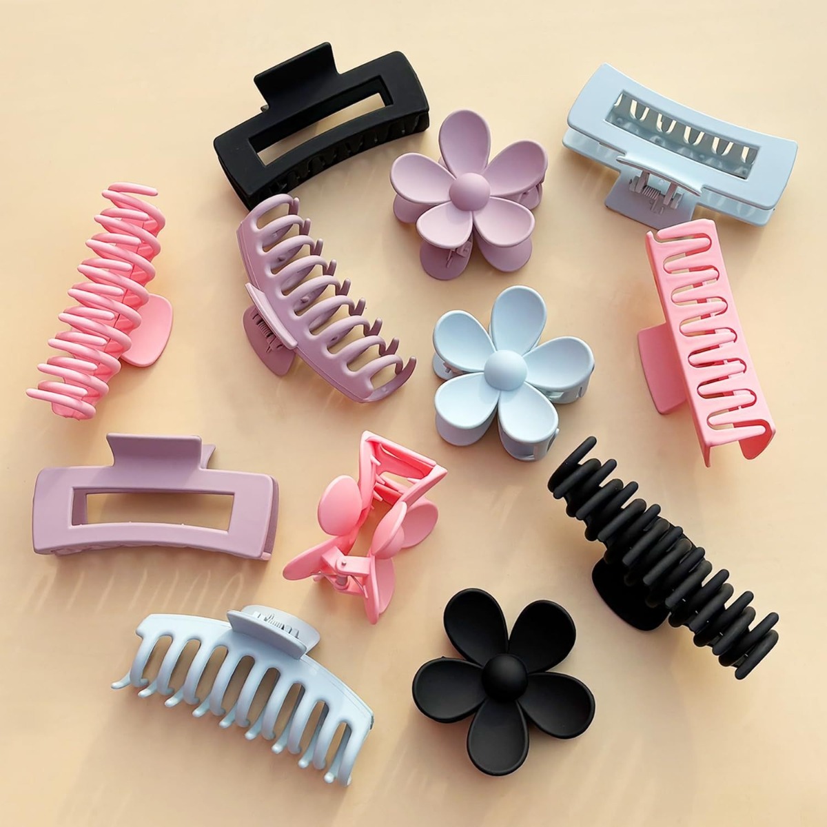 12Pcs Neutral Tone Plastic Hai - огляд і ціна Hair Clip Claw Large
