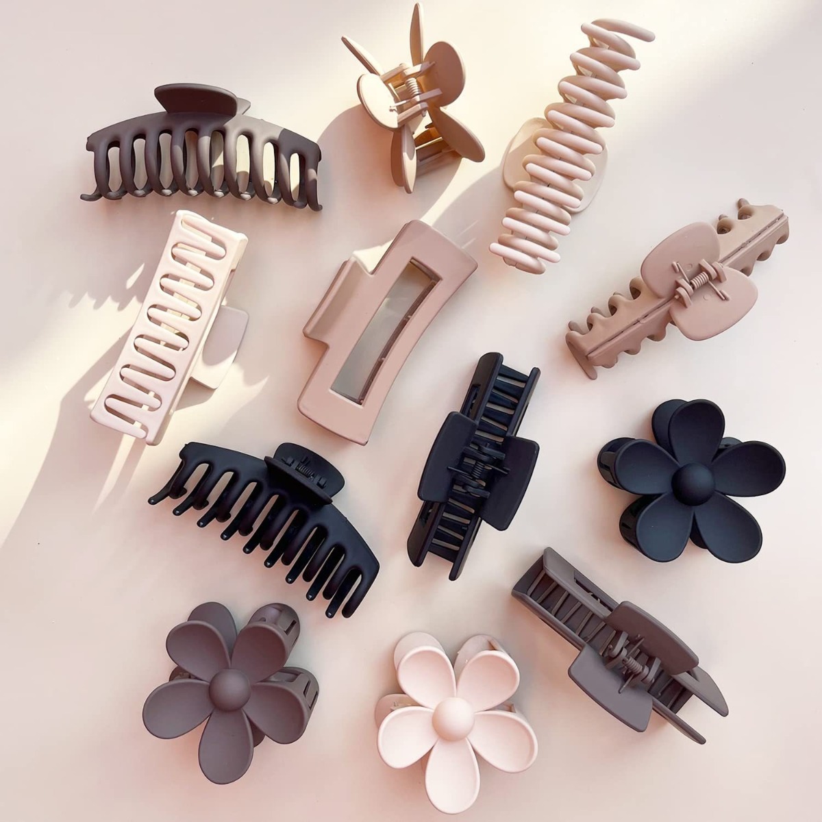 12Pcs Neutral Tone Plastic Hai - огляд і ціна Hair Clip Claw Large