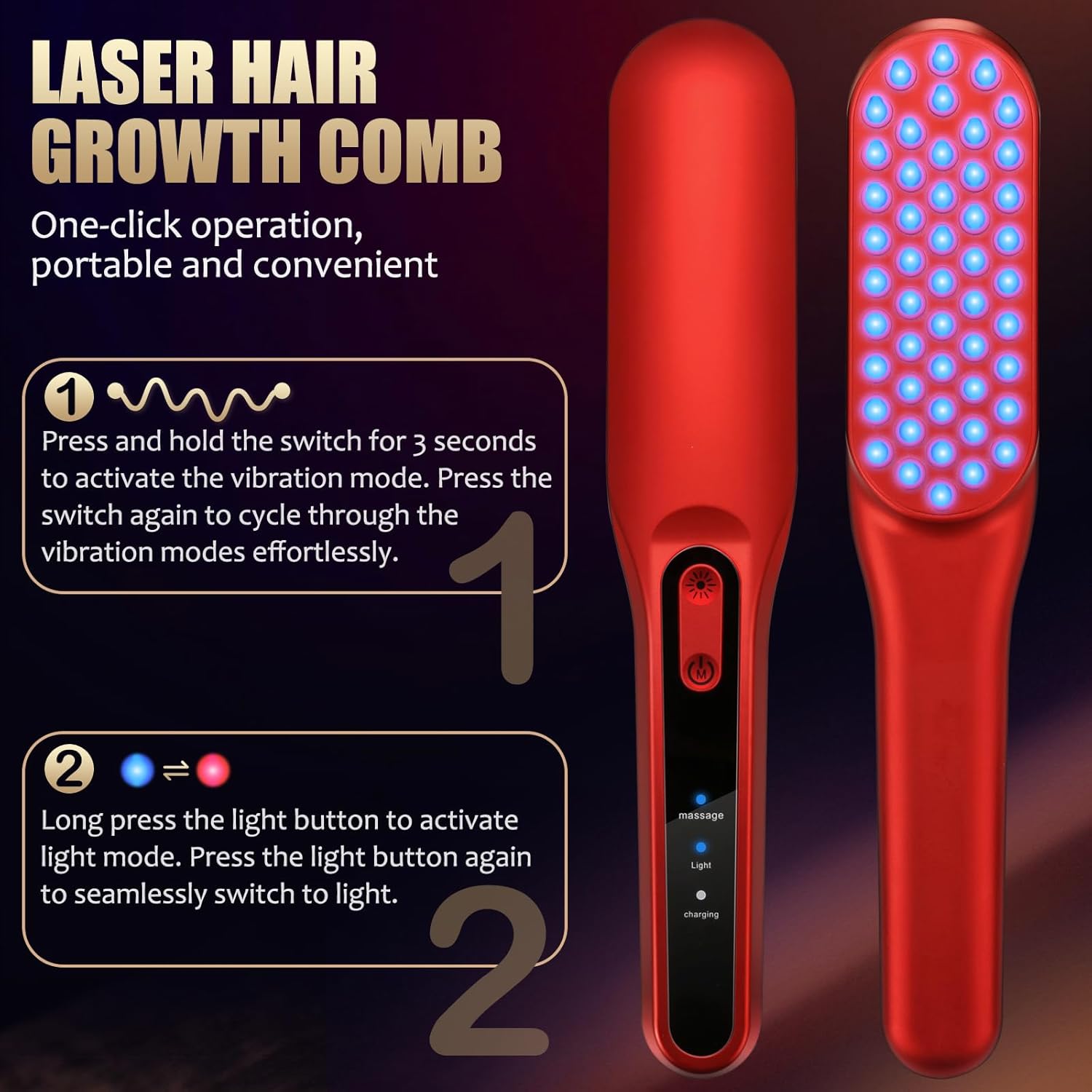 Laser Hair Growth Comb, Red Li - огляд і ціна Hair Care Basic